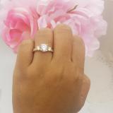 3.15 Carat (ctw) 10K Yellow Gold Round Cut White Cubic Zirconia Ladies Bridal 3 Stone Engagement Ring