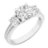 3.15 Carat (ctw) 14K White Gold Round Cut White Cubic Zirconia Ladies Bridal 3 Stone Engagement Ring