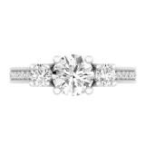 3.15 Carat (ctw) 14K White Gold Round Cut White Cubic Zirconia Ladies Bridal 3 Stone Engagement Ring