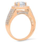 3.40 Carat (ctw) 10K Rose Gold Round Cut White Cubic Zirconia Ladies Bridal Halo Vintage Style Engagement Ring