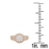 3.40 Carat (ctw) 10K Rose Gold Round Cut White Cubic Zirconia Ladies Bridal Halo Vintage Style Engagement Ring