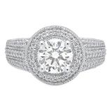 3.40 Carat (ctw) 14K White Gold Round Cut White Cubic Zirconia Ladies Bridal Halo Vintage Style Engagement Ring
