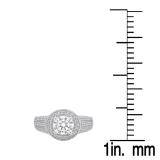 3.40 Carat (ctw) 14K White Gold Round Cut White Cubic Zirconia Ladies Bridal Halo Vintage Style Engagement Ring