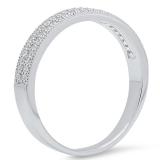 0.45 Carat (ctw) 18K White Gold Round White Cubic Zirconia Ladies Double Row Anniversary Wedding Band 1/2 CT
