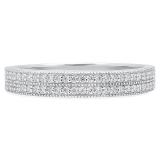 0.45 Carat (ctw) 18K White Gold Round White Cubic Zirconia Ladies Double Row Anniversary Wedding Band 1/2 CT