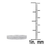 0.45 Carat (ctw) 18K White Gold Round White Cubic Zirconia Ladies Double Row Anniversary Wedding Band 1/2 CT