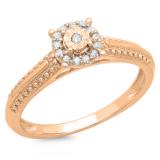 0.12 Carat (ctw) 14K Rose Gold Round Diamond Ladies Bridal Cluster Promise Engagement Ring