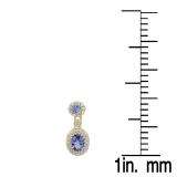2.15 Carat (ctw) 14K Yellow Gold Oval & Round Cut Tanzanite & Round Cut White Diamond Ladies Halo Style Dangling Drop Earrings