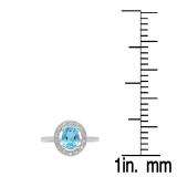 1.40 Carat (ctw) 10K White Gold Oval Cut Blue Topaz & Round Cut White Diamond Ladies Halo Style Bridal Engagement Ring