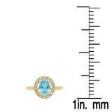 1.40 Carat (ctw) 10K Yellow Gold Oval Cut Blue Topaz & Round Cut White Diamond Ladies Halo Style Bridal Engagement Ring