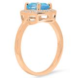 1.40 Carat (ctw) 18K Rose Gold Oval Cut Blue Topaz & Round Cut White Diamond Ladies Halo Style Bridal Engagement Ring