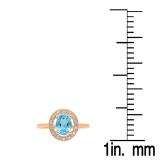 1.40 Carat (ctw) 18K Rose Gold Oval Cut Blue Topaz & Round Cut White Diamond Ladies Halo Style Bridal Engagement Ring