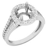 0.50 Carat (ctw) 10K White Gold Round Diamond Ladies Split Shank Bridal Semi Mount Engagement Ring 1/2 CT (No Center Stone)
