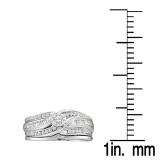 0.55 Carat (ctw) 10K White Gold Round & Baguette Cut Diamond Ladies Bypass Style Bridal Engagement Ring With Matching Band Set 1/2 CT