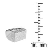 0.77 Carat (ctw) Platinum Plated Sterling Silver Fancy Design Round Diamond Men's Flashy Hip Hop Iced Pinky Ring 3/4 CT