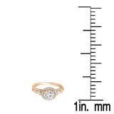 1.58 Carat (ctw) 14K Rose Gold Round & Pear Cut Diamond Ladies Halo Bridal Engagement Ring