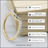 0.15 Carat (ctw) 10K Yellow Gold Round Cut Diamond Ladies Anniversary Wedding Stackable Band Contour Guard Ring