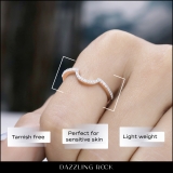 0.15 Carat (ctw) 14K Rose Gold Round Cut Diamond Ladies Anniversary Wedding Stackable Band Contour Guard Ring