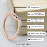 0.15 Carat (ctw) 14K Rose Gold Round Cut Diamond Ladies Anniversary Wedding Stackable Band Contour Guard Ring