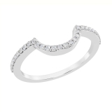 0.15 Carat (ctw) 18K White Gold Round Cut Diamond Ladies Anniversary Wedding Stackable Band Contour Guard Ring