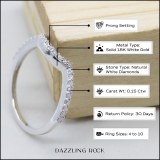 0.15 Carat (ctw) 18K White Gold Round Cut Diamond Ladies Anniversary Wedding Stackable Band Contour Guard Ring