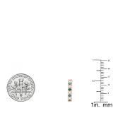 0.35 Carat (ctw) 10K Rose Gold Round White & Blue Diamond Ladies Fine Dainty Hoop Earrings 1/3 CT