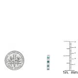 0.35 Carat (ctw) 10K White Gold Round White & Blue Diamond Ladies Fine Dainty Hoop Earrings 1/3 CT