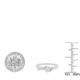 0.25 Carat (ctw) 14K White Gold Round & Baguette Cut White Diamond Bridal Cluster Flower Engagement Ring 1/4 CT