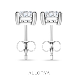 925 Sterling Silver  Solitaire Stud Earrings, 1.50 CT Pear Cubic Zirconia in Push Back