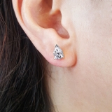 925 Sterling Silver  Solitaire Stud Earrings, 1.50 CT Pear Cubic Zirconia in Screw Back