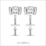 925 Sterling Silver  Solitaire Stud Earrings, 1.50 CT Pear Cubic Zirconia in Screw Back