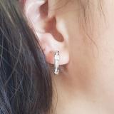 0.30 Carat (ctw) Sterling Silver Baguette Cut Diamond Ladies Huggies Hoop Earrings 1/3 CT