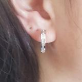 0.30 Carat (ctw) Sterling Silver Baguette Cut Diamond Ladies Huggies Hoop Earrings 1/3 CT