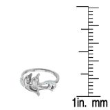 0.10 Carat (ctw) 10K White Gold Round Cut White Diamond Ladies Dolphin Right Hand Ring 1/10 CT