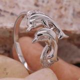 0.10 Carat (ctw) 10K White Gold Round Cut White Diamond Ladies Dolphin Right Hand Ring 1/10 CT