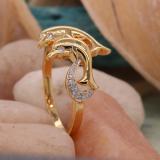 0.10 Carat (ctw) 10K Yellow Gold Round Cut White Diamond Ladies Dolphin Right Hand Ring 1/10 CT