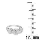 1.05 Carat (ctw) 14K White Gold Round Cut White Diamond Ladies Flower Right Hand Ring 1 CT