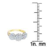 1.05 Carat (ctw) 14K Yellow Gold Round Cut White Diamond Ladies Flower Right Hand Ring 1 CT