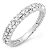0.43 Carat (ctw) 10K White Gold Round White Diamond Ladies Anniversary Wedding Band Stackable Ring