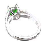 2.00 Carat (ctw) 14K White Gold Cushion & Baguette Cut Green & White Cubic Zirconia Ladies Vintage Style Bridal Engagement Ring 2 CT