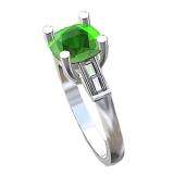 2.00 Carat (ctw) 14K White Gold Cushion & Baguette Cut Green & White Cubic Zirconia Ladies Vintage Style Bridal Engagement Ring 2 CT