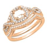 0.40 Carat (ctw) 10K Rose Gold Round White Diamond Ladies Swirl Semi-Mount Engagement Ring With Matching Band Set (No Center Stone)