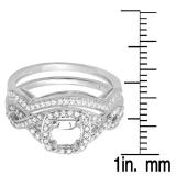 0.40 Carat (ctw) 14K White Gold Round White Diamond Ladies Swirl Semi-Mount Engagement Ring With Matching Band Set (No Center Stone)