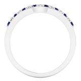 0.25 Carat (ctw) 14K White Gold Round White Diamond & Blue Sapphire Wedding Stackable Anniversary Guard Chevron Band 1/4 CT