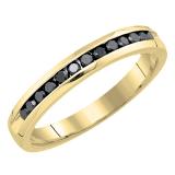 0.25 Carat (ctw) 14K Yellow Gold Round Black Diamond Ladies Anniversary Wedding Stackable Ring Band 1/4 CT