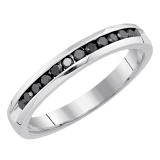 0.25 Carat (ctw) 18K White Gold Round Black Diamond Ladies Anniversary Wedding Stackable Ring Band 1/4 CT