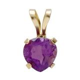 10K Yellow Gold 5mm Amethyst Ladies Solitaire Pear Shape Pendant (Silver Chain Included)