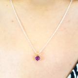 10K Yellow Gold 5mm Amethyst Ladies Solitaire Pear Shape Pendant (Silver Chain Included)