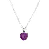 18K White Gold 5mm Amethyst Ladies Solitaire Pear Shape Pendant (Silver Chain Included)