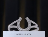 0.08 Carat (ctw) 10K White Gold Round White Diamond Right Hand Horse Shoe Ring